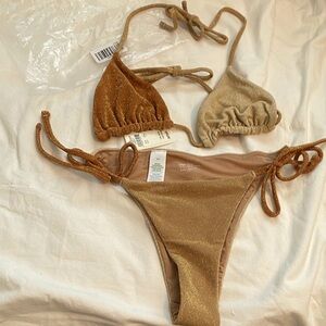 Aerie Gold and Tan Bikini Set